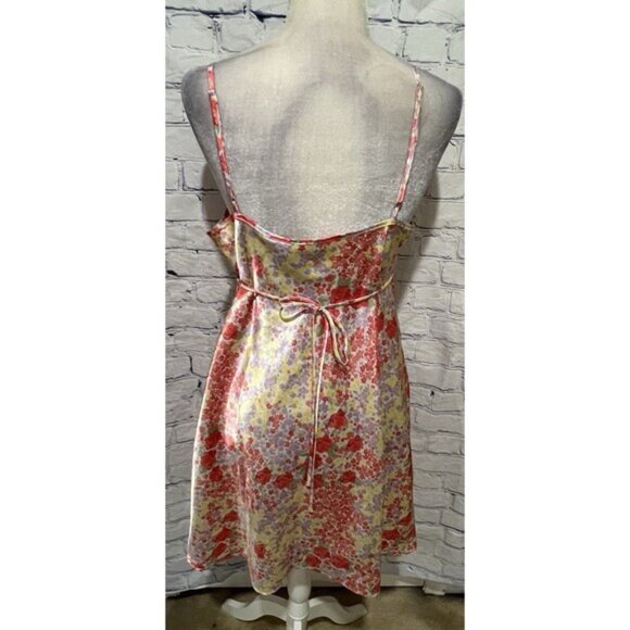 Adonna Vintage Satin Nightgown & Robe Pink Floral Silky Belted Size Large - Picture 5 of 16